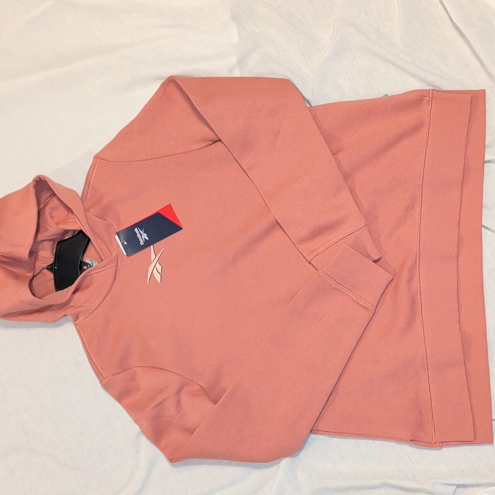 Reebok Hoodie SM Dusty Pink Pullover Doorbuster Training Fleece Sweatshirt Top